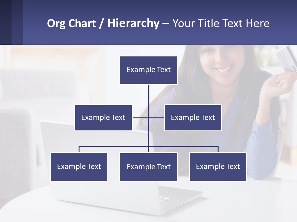 A Woman Sitting At A Table With A Laptop And A Credit Card PowerPoint Template