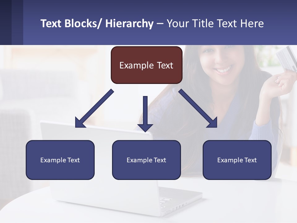 A Woman Sitting At A Table With A Laptop And A Credit Card PowerPoint Template