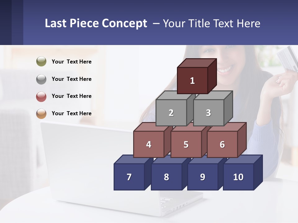 A Woman Sitting At A Table With A Laptop And A Credit Card PowerPoint Template