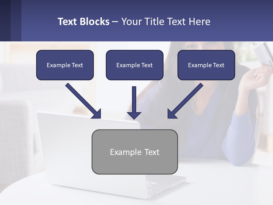 A Woman Sitting At A Table With A Laptop And A Credit Card PowerPoint Template