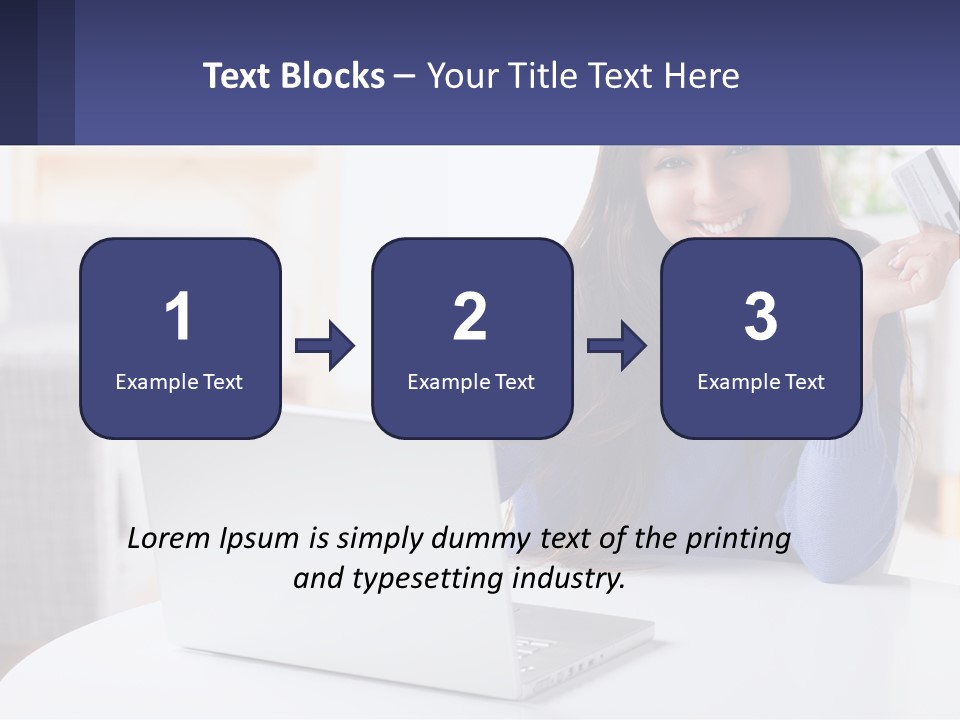 A Woman Sitting At A Table With A Laptop And A Credit Card PowerPoint Template