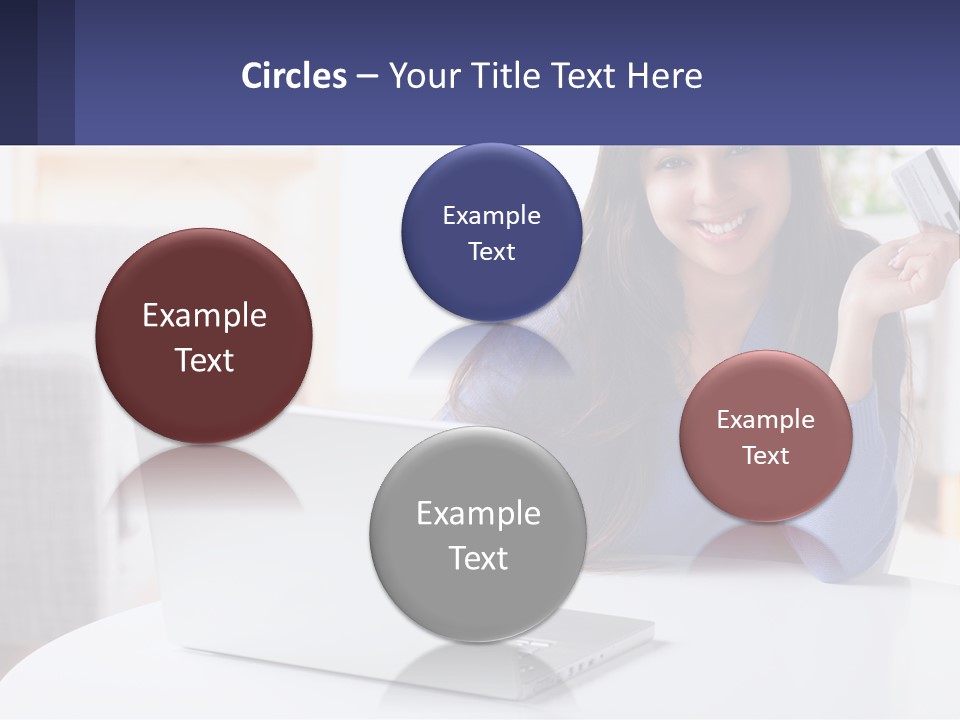 A Woman Sitting At A Table With A Laptop And A Credit Card PowerPoint Template