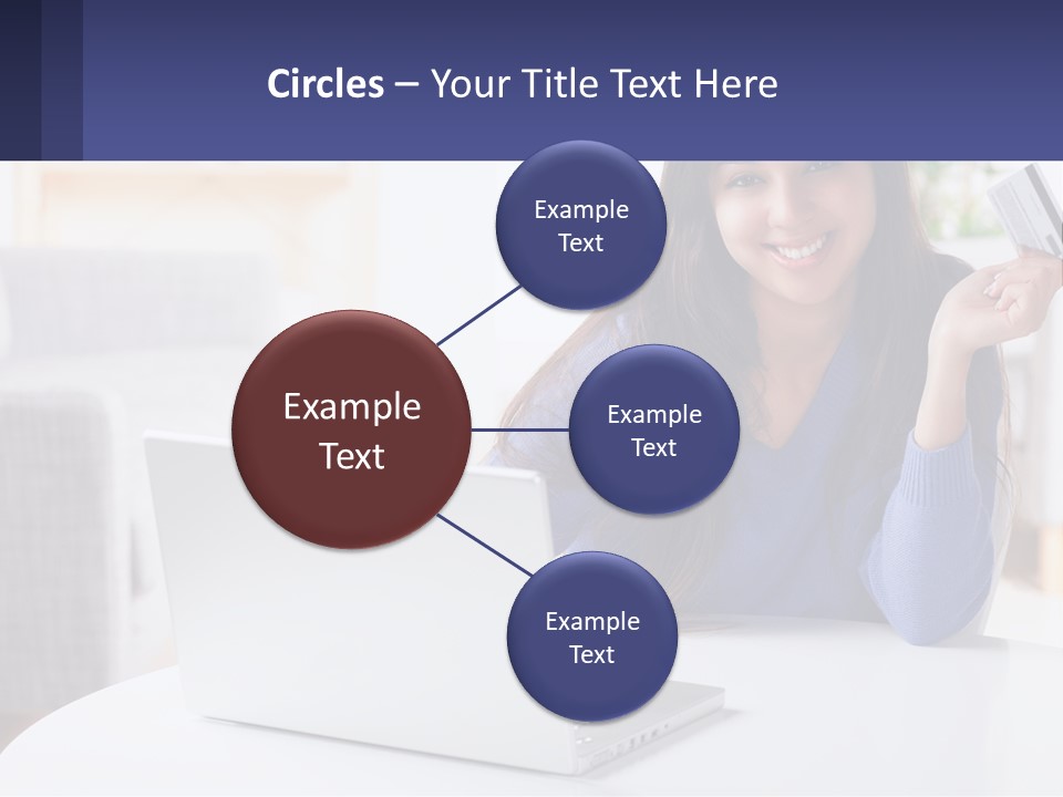 A Woman Sitting At A Table With A Laptop And A Credit Card PowerPoint Template