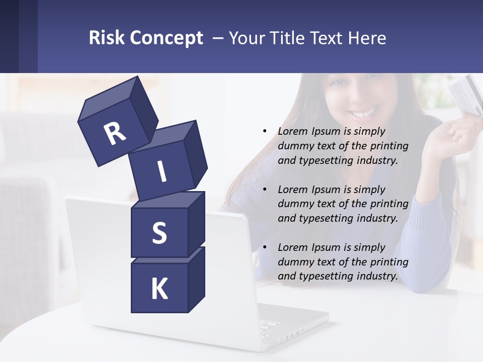 A Woman Sitting At A Table With A Laptop And A Credit Card PowerPoint Template