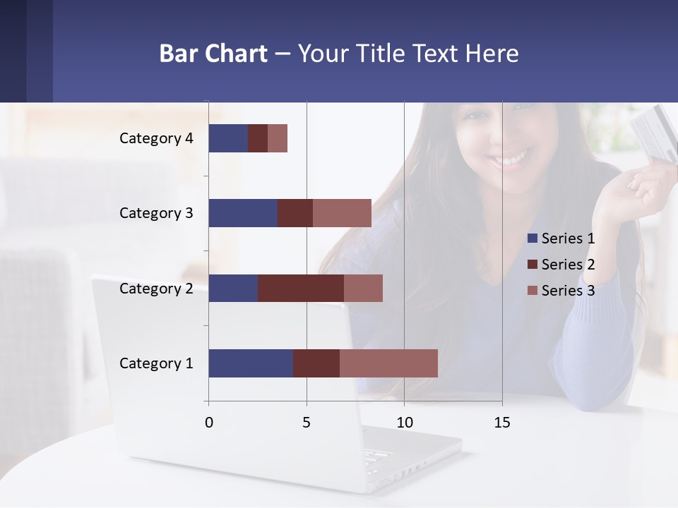 A Woman Sitting At A Table With A Laptop And A Credit Card PowerPoint Template