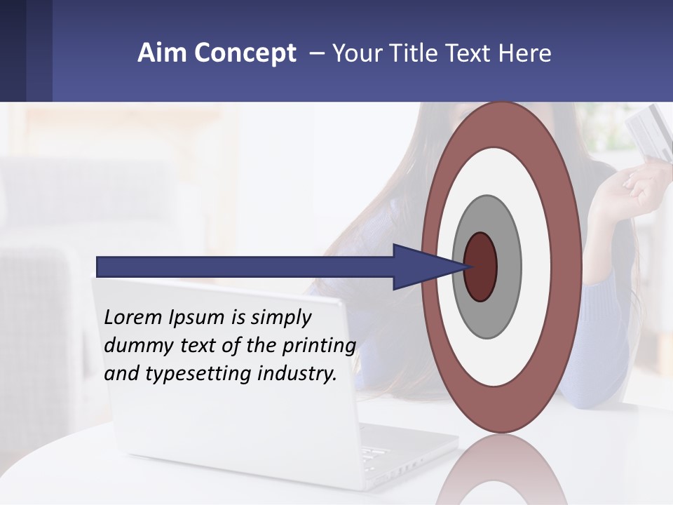 A Woman Sitting At A Table With A Laptop And A Credit Card PowerPoint Template