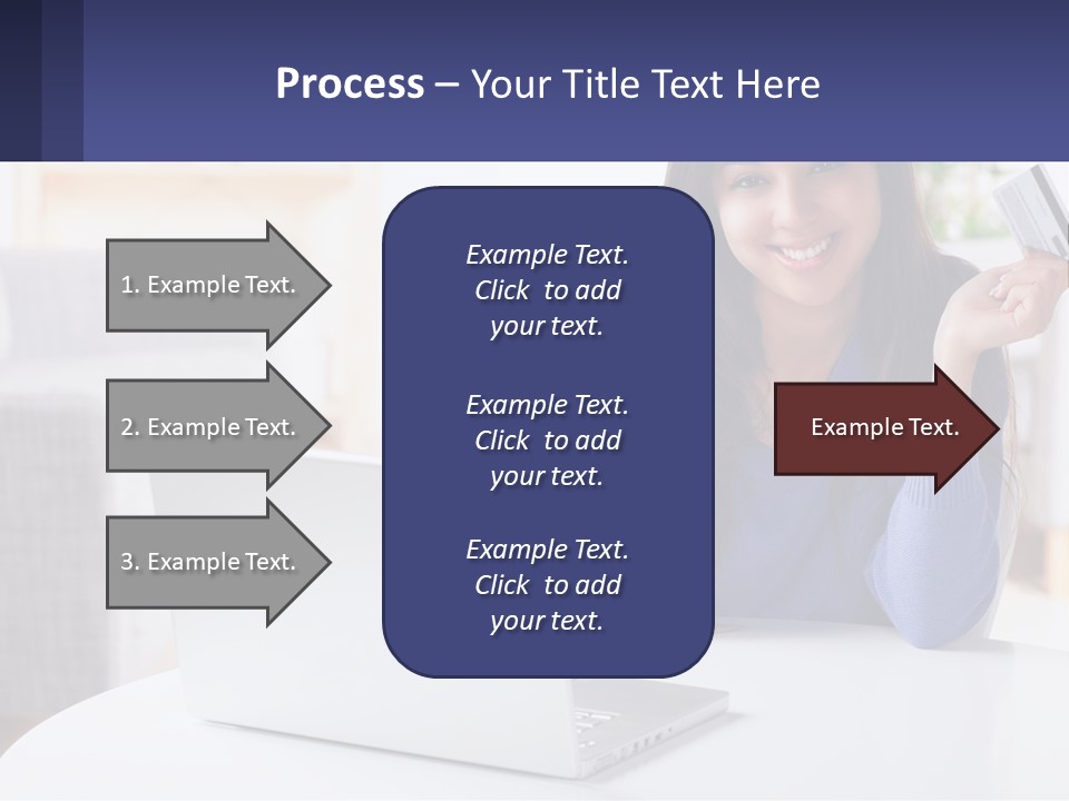 A Woman Sitting At A Table With A Laptop And A Credit Card PowerPoint Template