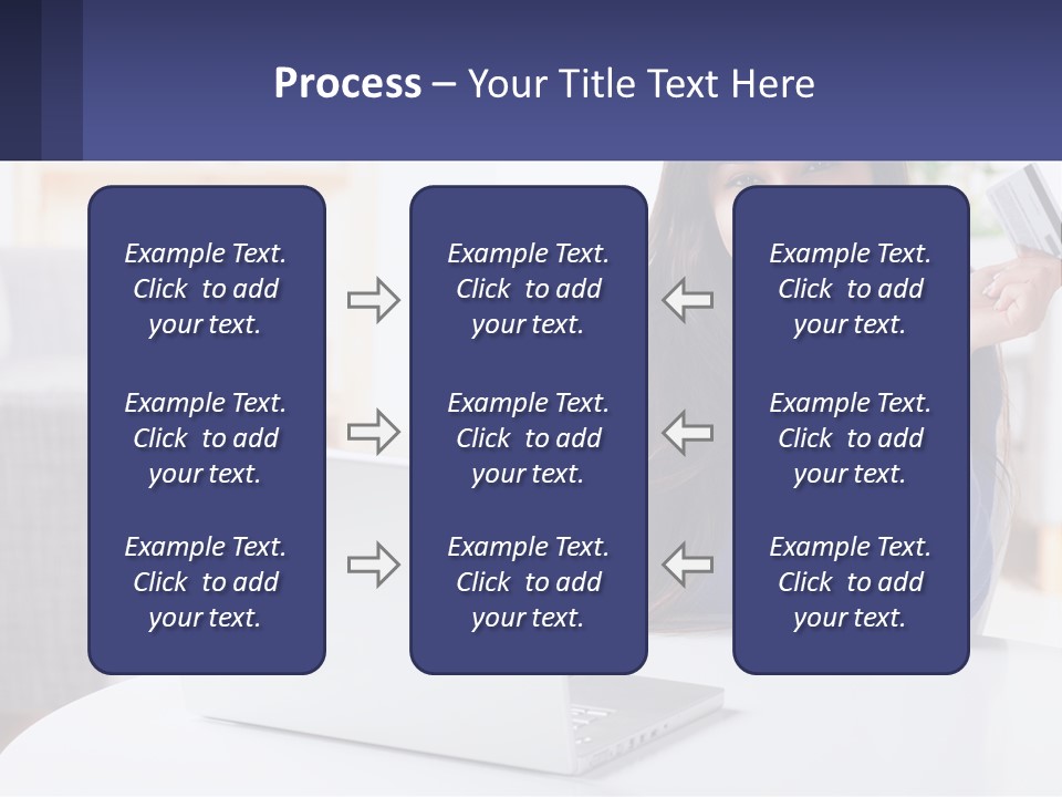 A Woman Sitting At A Table With A Laptop And A Credit Card PowerPoint Template