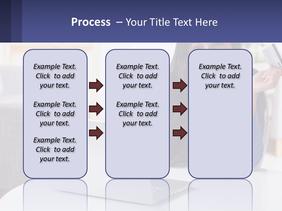 A Woman Sitting At A Table With A Laptop And A Credit Card PowerPoint Template