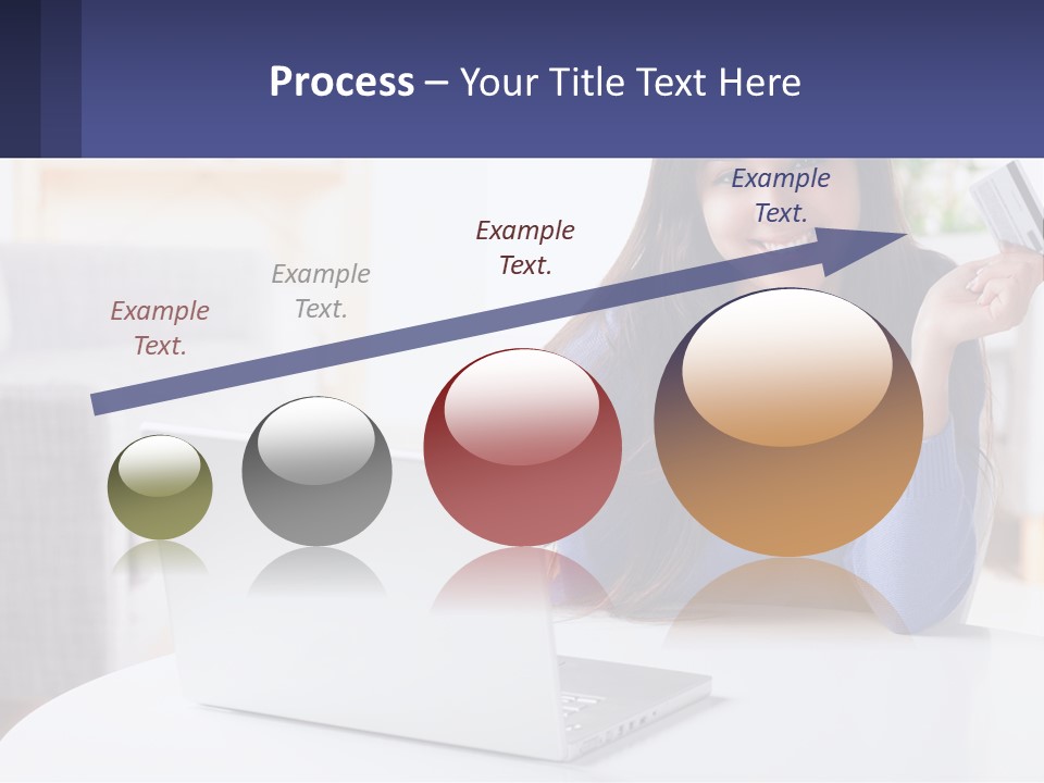 A Woman Sitting At A Table With A Laptop And A Credit Card PowerPoint Template