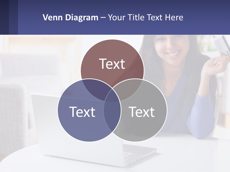 A Woman Sitting At A Table With A Laptop And A Credit Card PowerPoint Template