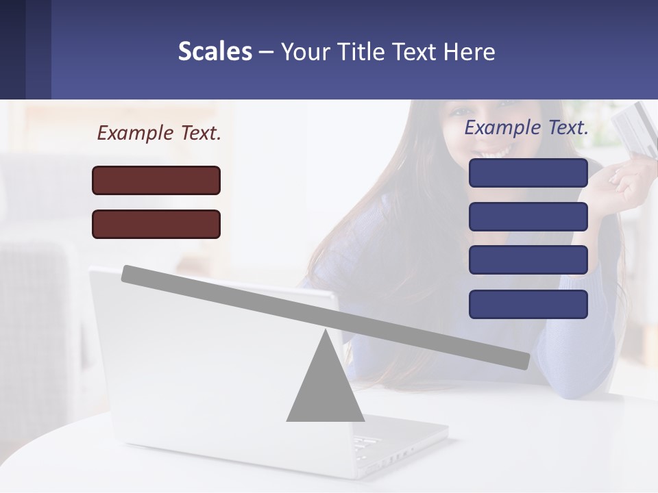 A Woman Sitting At A Table With A Laptop And A Credit Card PowerPoint Template