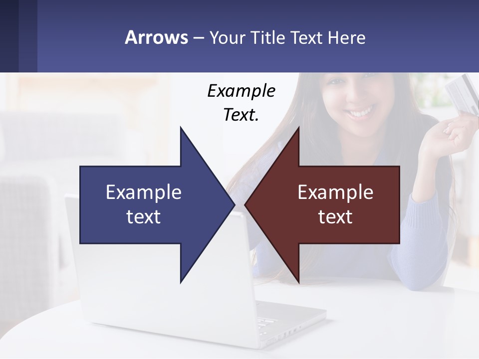 A Woman Sitting At A Table With A Laptop And A Credit Card PowerPoint Template