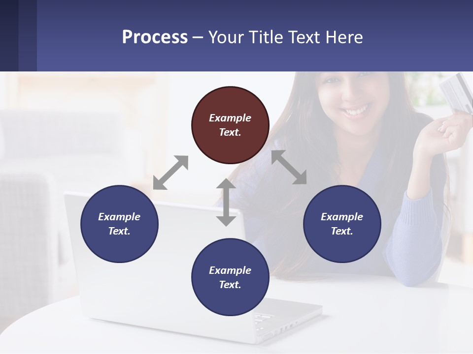 A Woman Sitting At A Table With A Laptop And A Credit Card PowerPoint Template