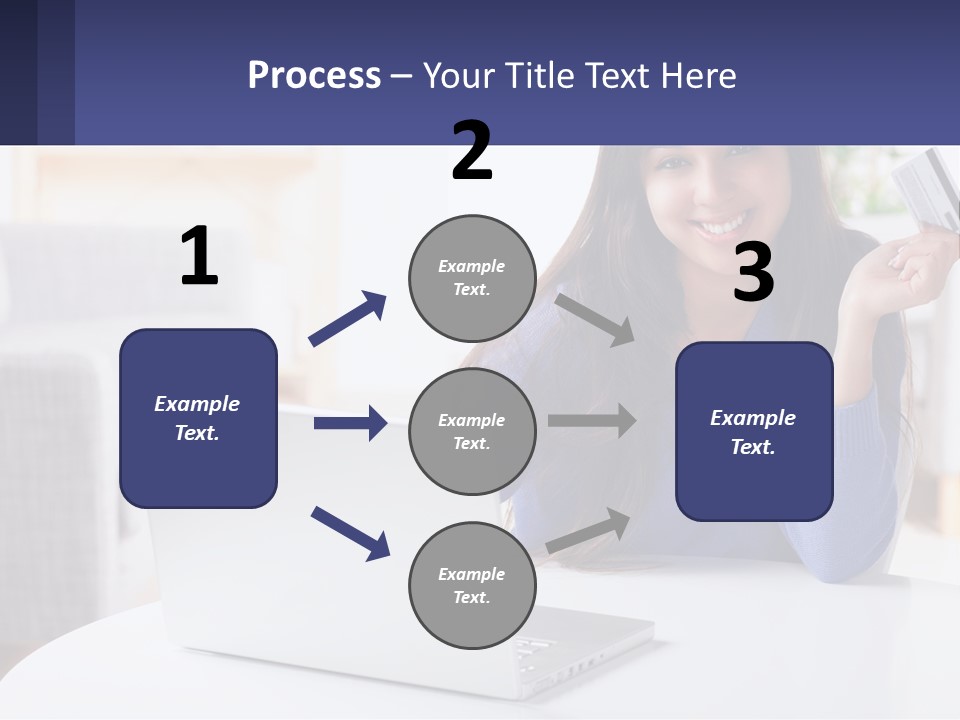 A Woman Sitting At A Table With A Laptop And A Credit Card PowerPoint Template