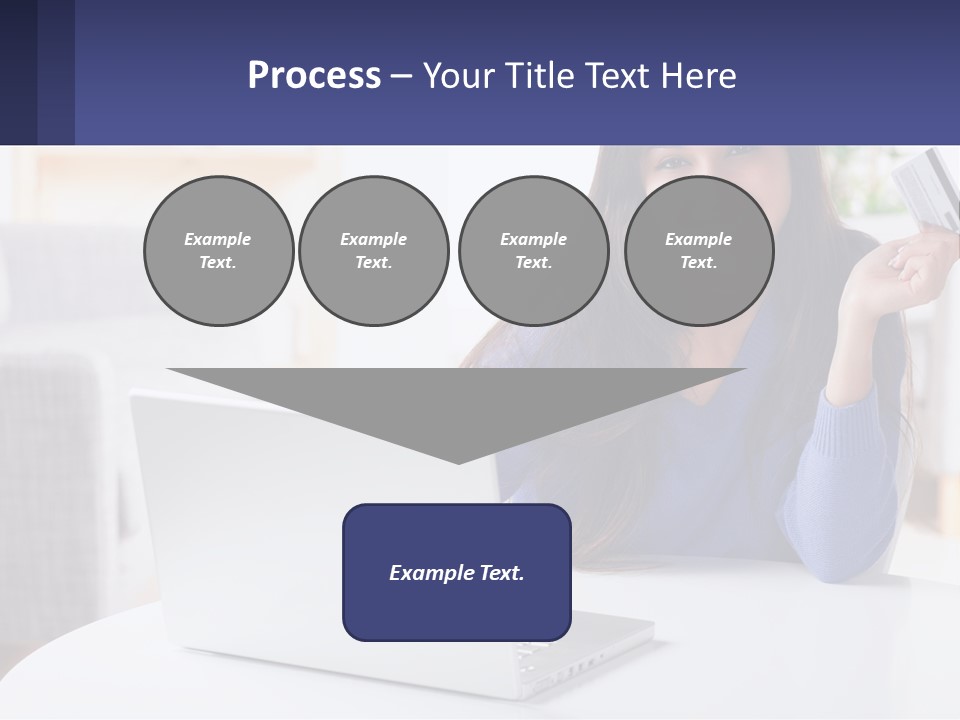 A Woman Sitting At A Table With A Laptop And A Credit Card PowerPoint Template