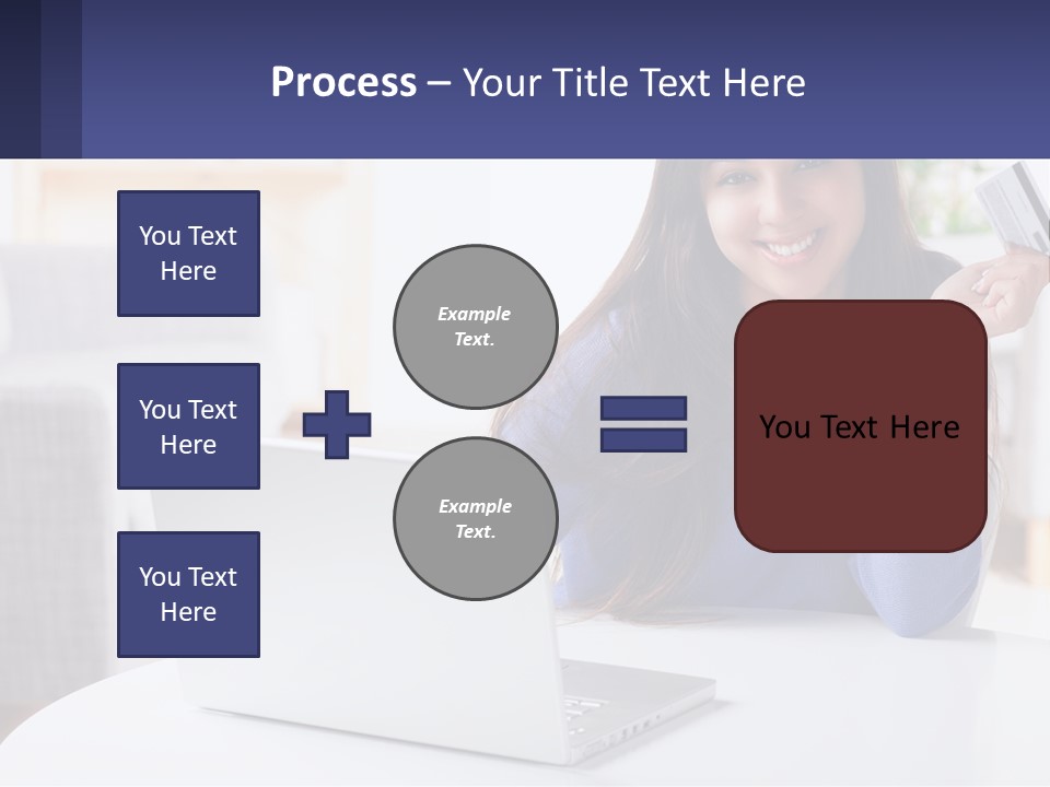 A Woman Sitting At A Table With A Laptop And A Credit Card PowerPoint Template