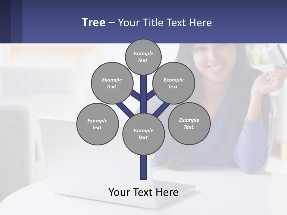 A Woman Sitting At A Table With A Laptop And A Credit Card PowerPoint Template