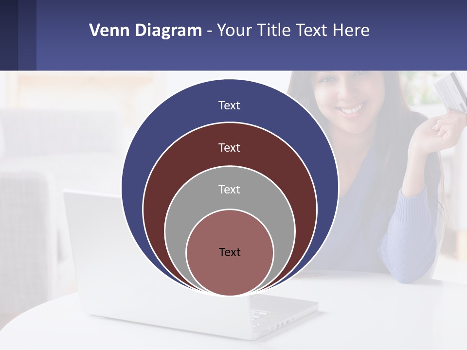 A Woman Sitting At A Table With A Laptop And A Credit Card PowerPoint Template