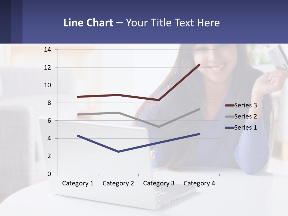 A Woman Sitting At A Table With A Laptop And A Credit Card PowerPoint Template