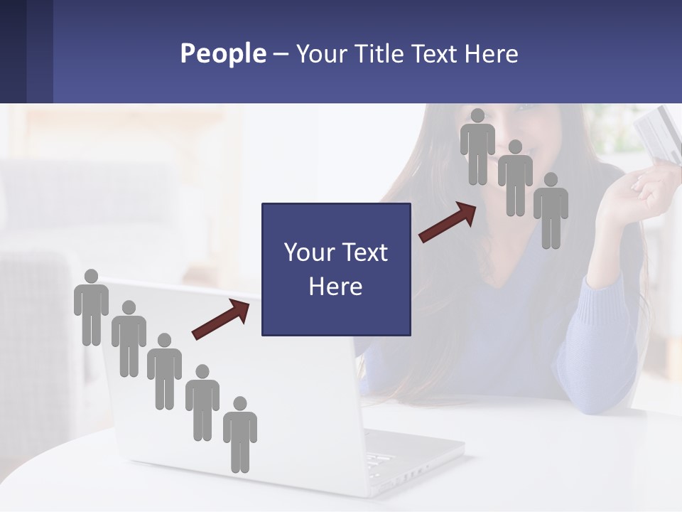 A Woman Sitting At A Table With A Laptop And A Credit Card PowerPoint Template