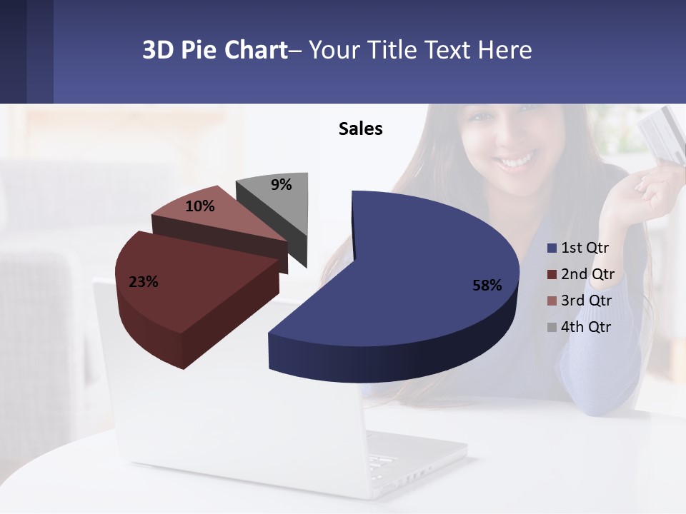A Woman Sitting At A Table With A Laptop And A Credit Card PowerPoint Template