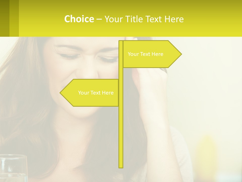 A Woman Holding Her Head In Her Hands PowerPoint Template