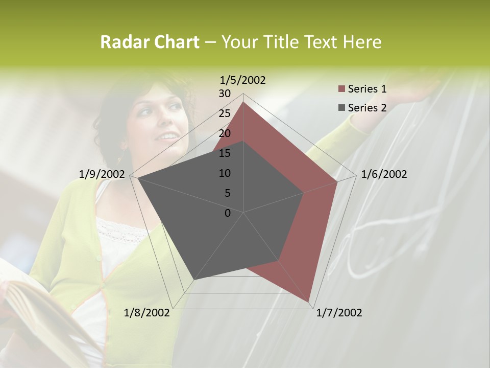 A Woman Writing On A Blackboard In A Classroom PowerPoint Template