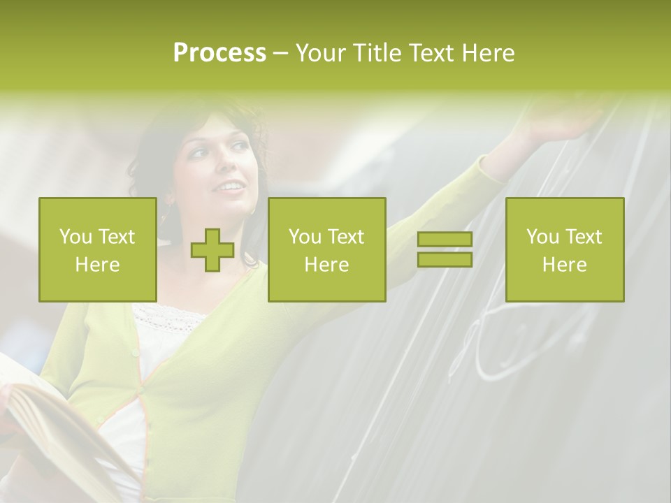 A Woman Writing On A Blackboard In A Classroom PowerPoint Template