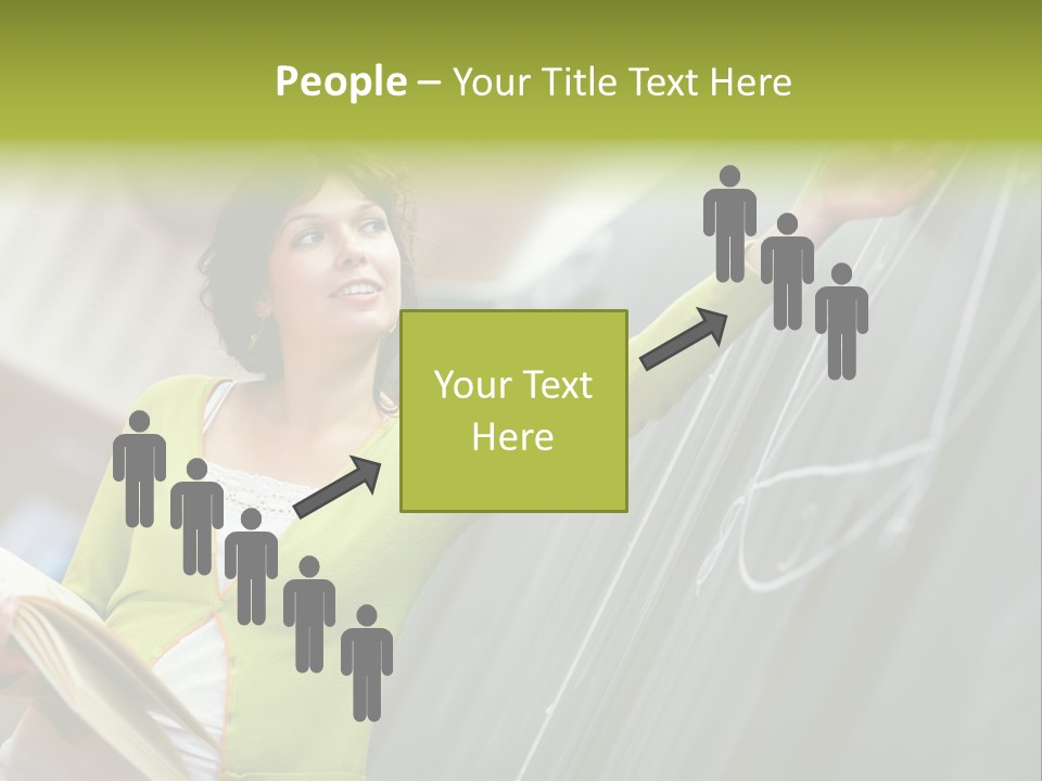 A Woman Writing On A Blackboard In A Classroom PowerPoint Template