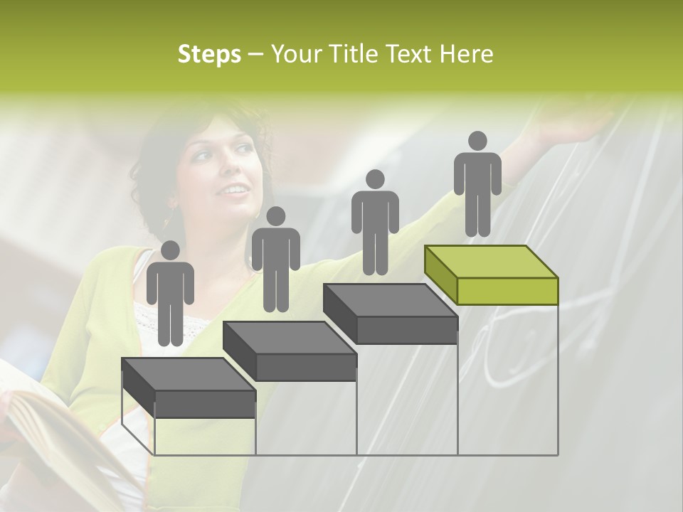 A Woman Writing On A Blackboard In A Classroom PowerPoint Template