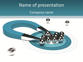 A Group Of Balls On Top Of A Blue Arrow PowerPoint Template