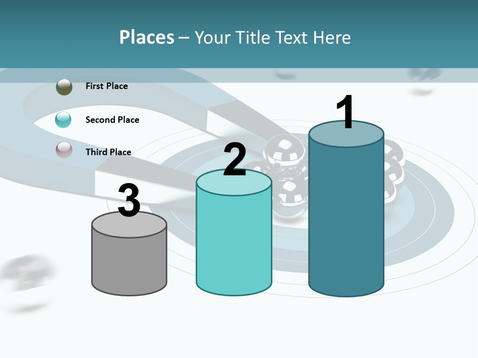 A Group Of Balls On Top Of A Blue Arrow PowerPoint Template