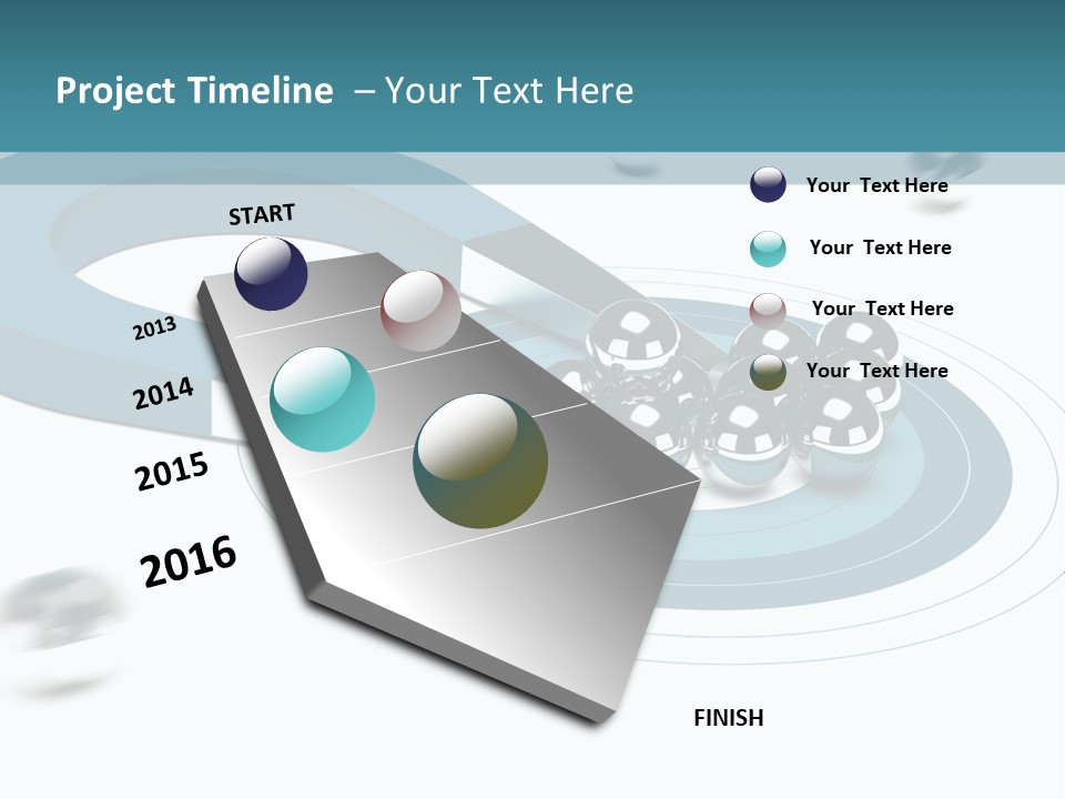 A Group Of Balls On Top Of A Blue Arrow PowerPoint Template