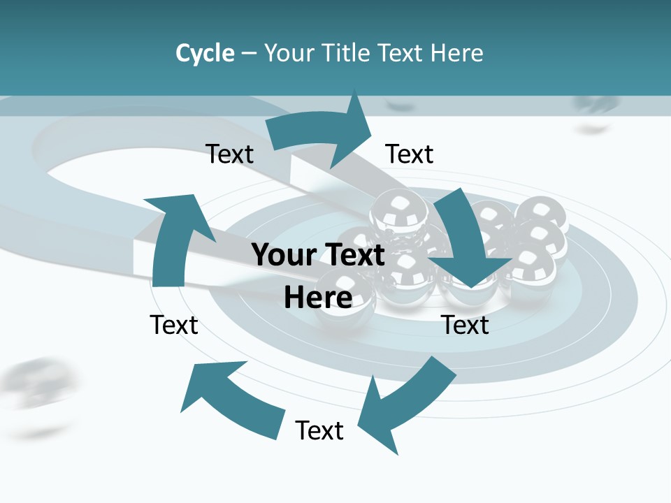 A Group Of Balls On Top Of A Blue Arrow PowerPoint Template