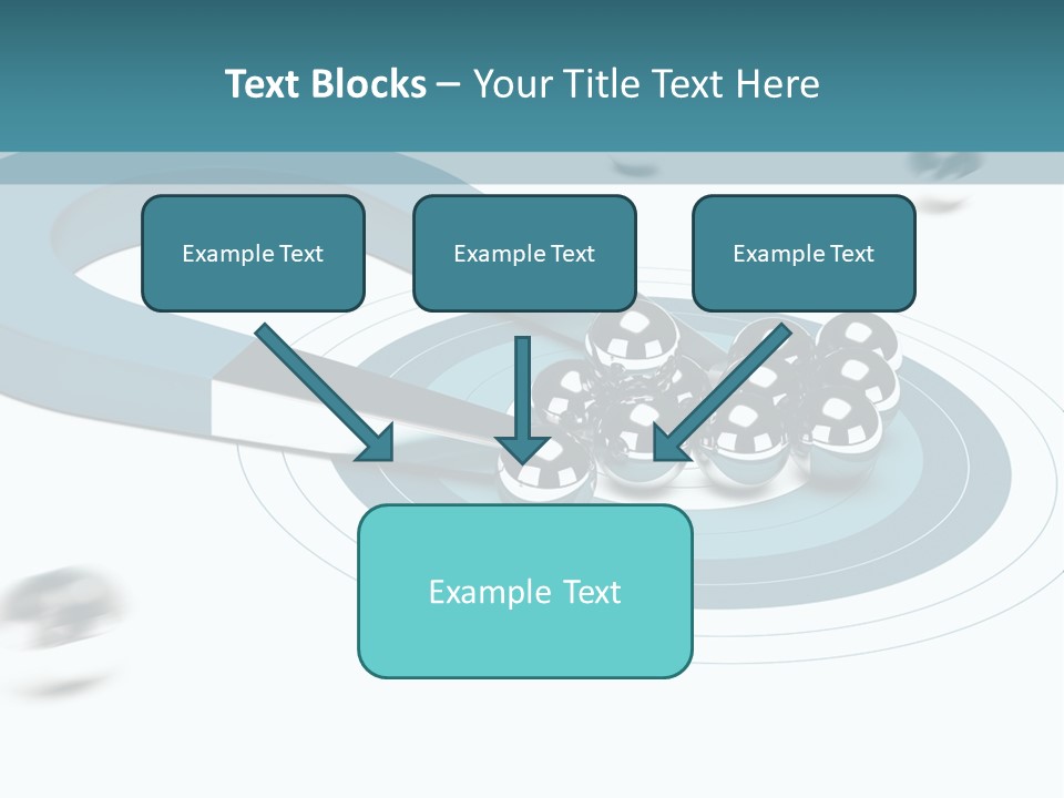 A Group Of Balls On Top Of A Blue Arrow PowerPoint Template
