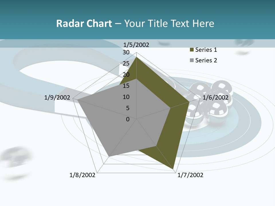 A Group Of Balls On Top Of A Blue Arrow PowerPoint Template