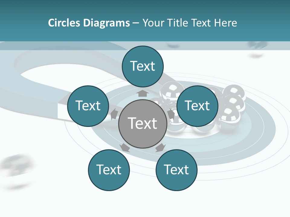 A Group Of Balls On Top Of A Blue Arrow PowerPoint Template