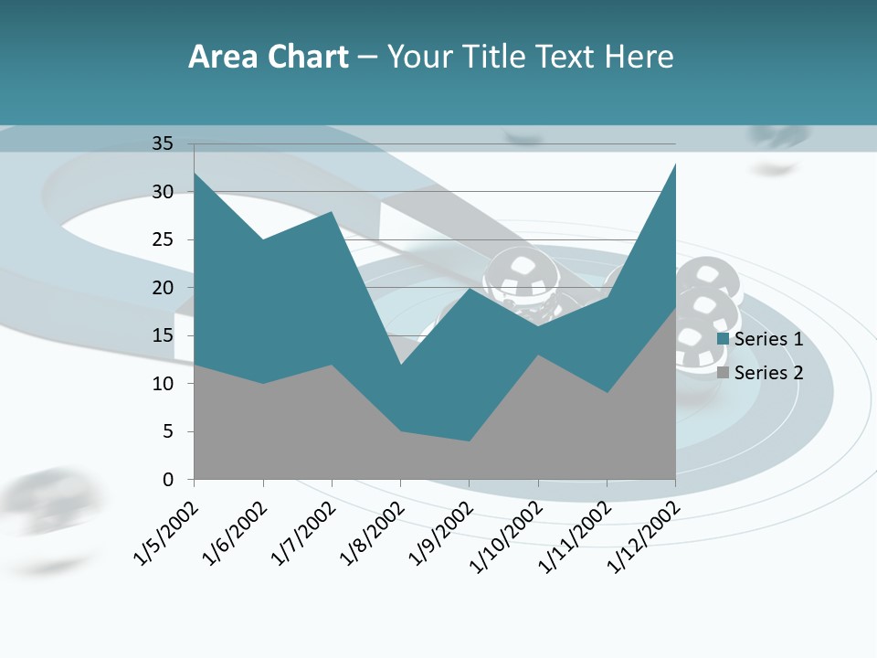 A Group Of Balls On Top Of A Blue Arrow PowerPoint Template