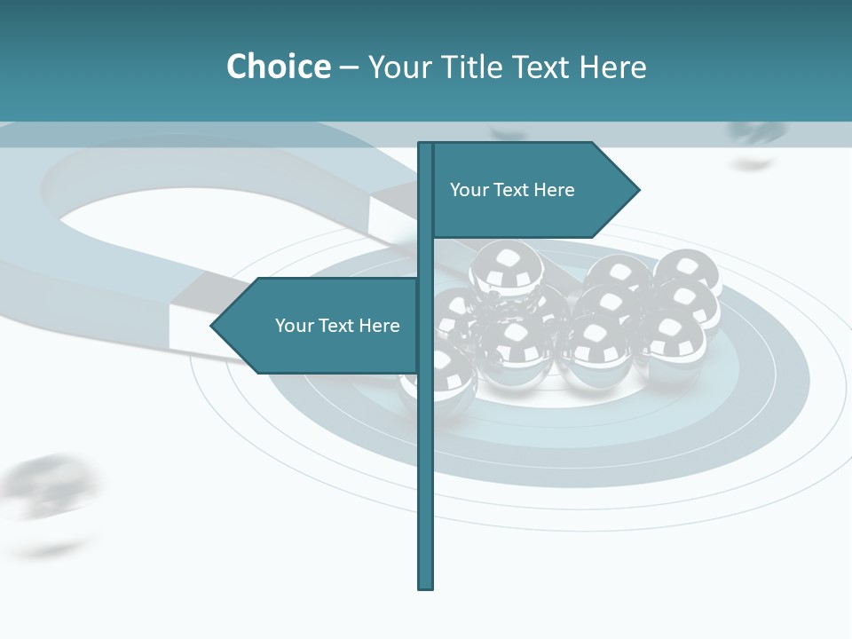 A Group Of Balls On Top Of A Blue Arrow PowerPoint Template