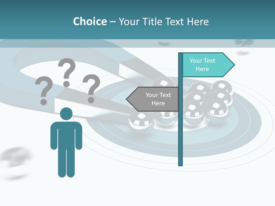 A Group Of Balls On Top Of A Blue Arrow PowerPoint Template