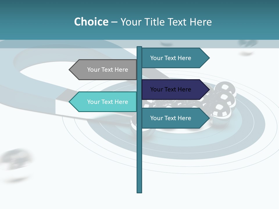 A Group Of Balls On Top Of A Blue Arrow PowerPoint Template