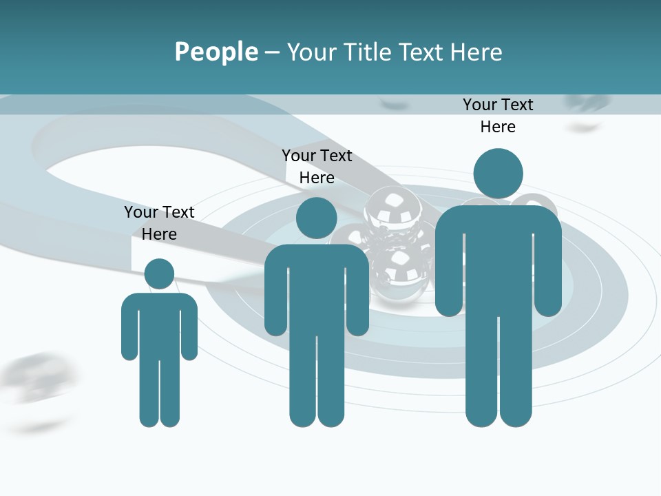 A Group Of Balls On Top Of A Blue Arrow PowerPoint Template