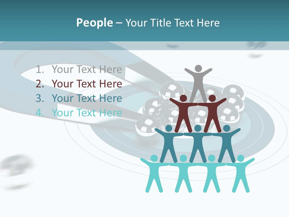 A Group Of Balls On Top Of A Blue Arrow PowerPoint Template