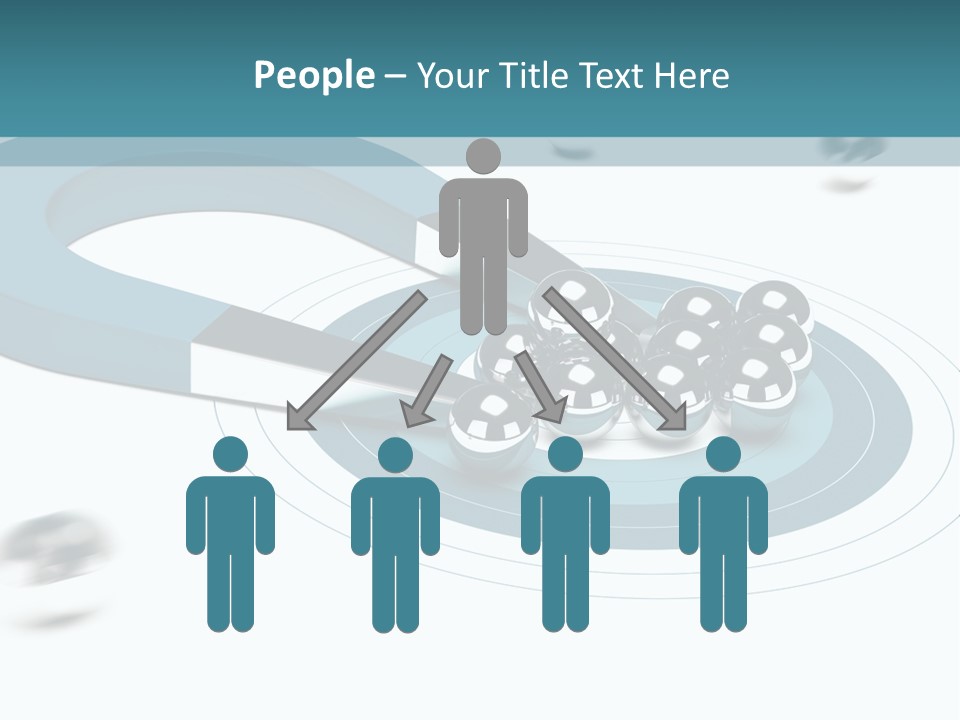 A Group Of Balls On Top Of A Blue Arrow PowerPoint Template