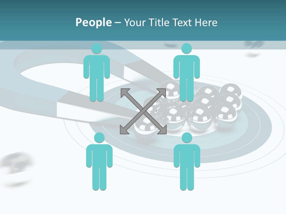 A Group Of Balls On Top Of A Blue Arrow PowerPoint Template