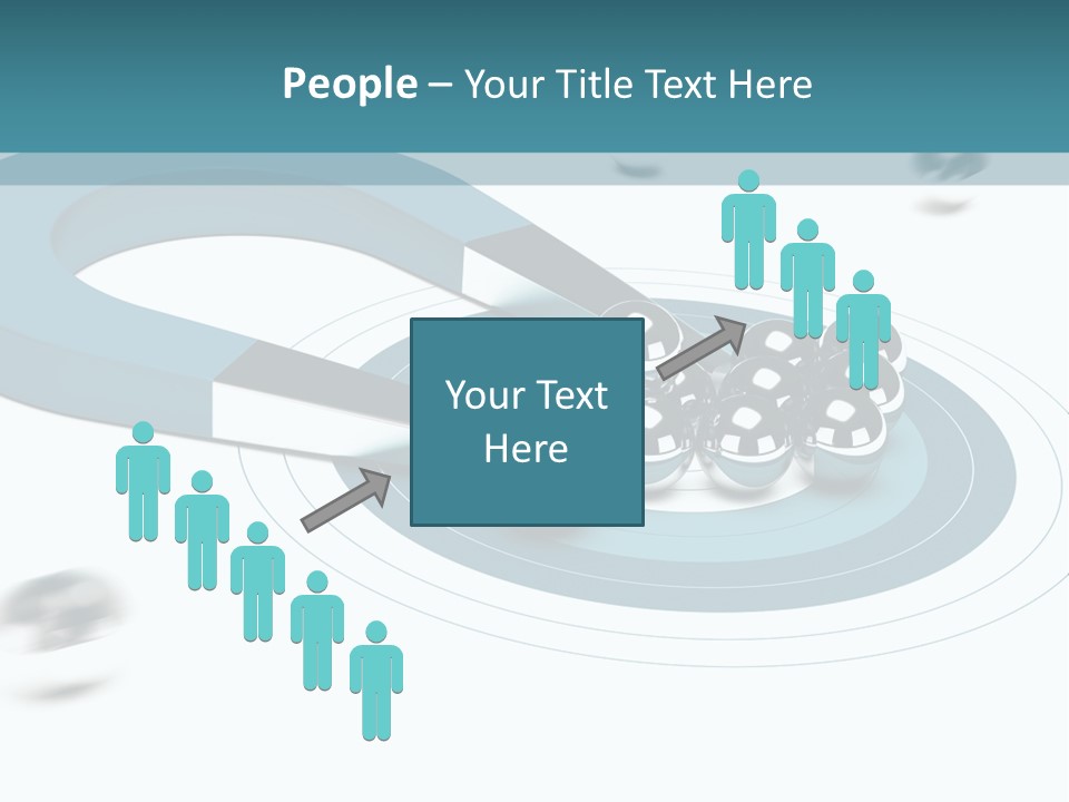 A Group Of Balls On Top Of A Blue Arrow PowerPoint Template