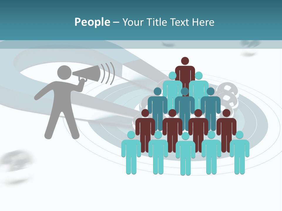 A Group Of Balls On Top Of A Blue Arrow PowerPoint Template