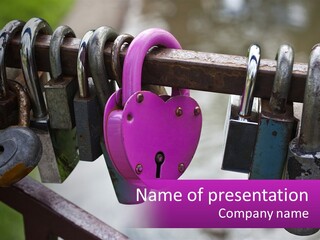 A Bunch Of Padlocks Are Attached To A Fence PowerPoint Template