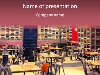 A Restaurant With Many Tables And Chairs PowerPoint Template